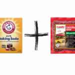 Baking soda beside a one-pound package of ground beef